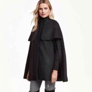 h&m wool boucle cape coat